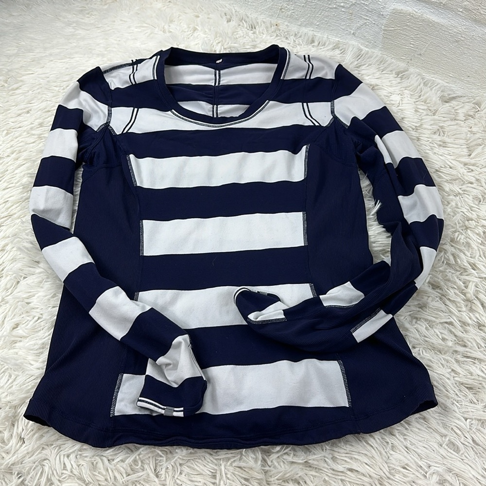 Lululemon Long Sleeve Cadet Blue White Stripe